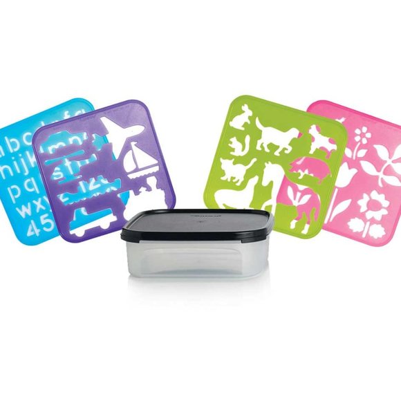 New Tupperware Stencil set with Modular Mate black seal - Picture 1 of 2